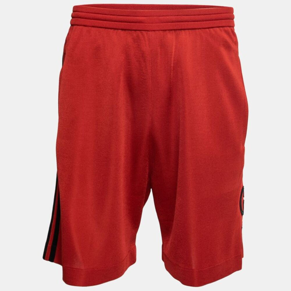 Gucci X Adidas Red Gg Monogram Knit Bermuda Shorts M